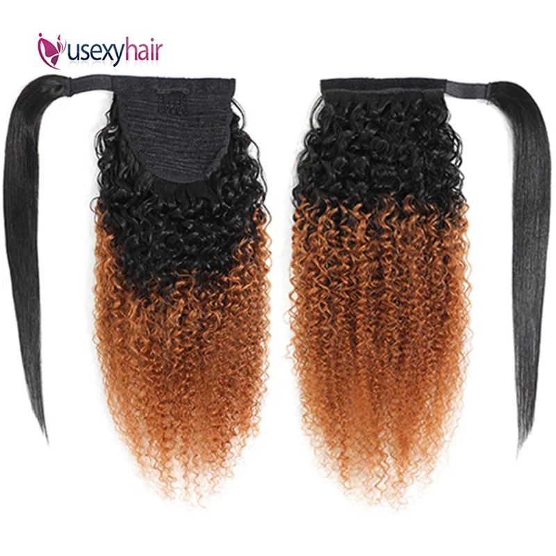 Кудрявые человеческие волосы конский хвост бразильский Реми Омбре глубокая