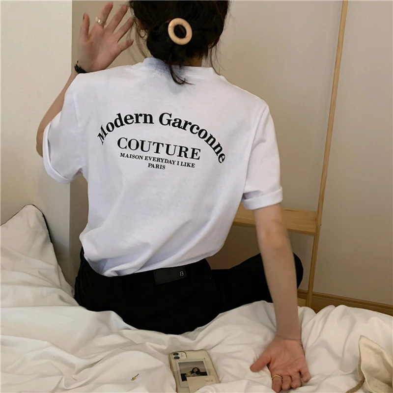 

2021 Summer Women Tshirt Harajuku Modern Garconne Print T shirt Funny Female T-shirt Leisure Fashion Aesthetic Tshirt