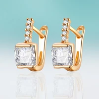 new small classic square multicolor cubic zirconia stud earrings for women fashion jewelry wedding party gifts high quality