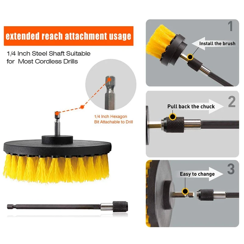 12 шт. щетка для сверления скрабы мощная скруббера с удлиненным креплением