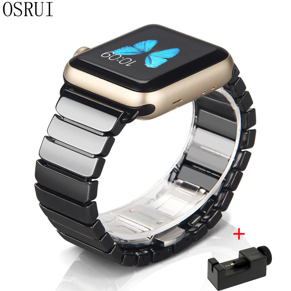 Ceramic band for Apple Watch strap 40mm 44mm 45mm 41mm 7 SE/6/5/4 Watch Bracelet Watchbands for iWatch Series 7 6 5 4 42mm 38mm