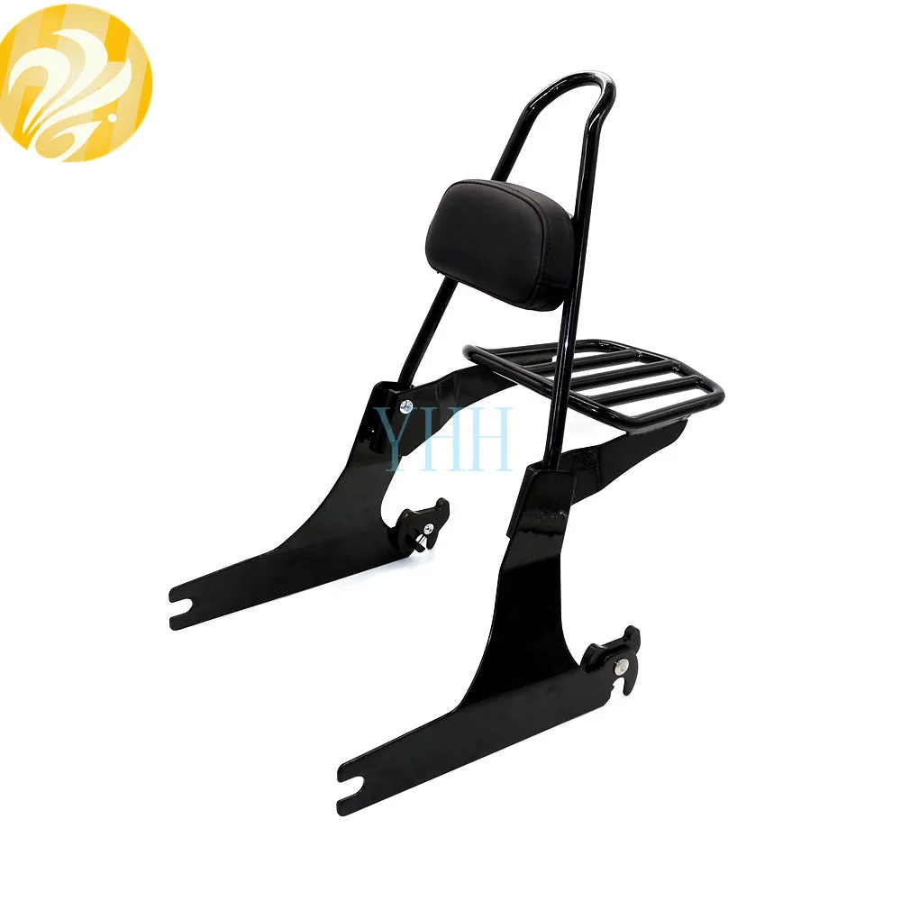 

Black Rear Steel Comfortable Leather Sissybar Passenger Backrest w/Luggage Rack For Dyna Fat Bob FXDF 2006-18 2018