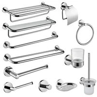 bathroom accessories mirror chrome towel bar rack hanger ring tissue paper holder glass shelf toilet brush cup holder soap dish