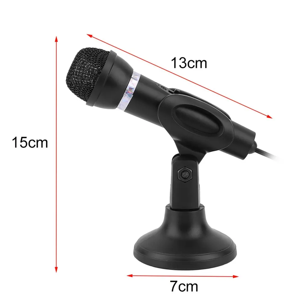 

Computer Notebook Desktop Microphone Wire Karaoke Handheld Microphone 3.5mm Mic with Base for Singing Recording Wired Tabletop