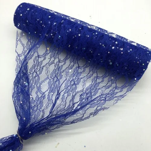 Royal blue Рождественский Декор Блеск Блестки Кружева рулон 30 см X 9 метров Свадебный белый стол бегун стул створки винтажный Декор розовый домашний декор - Цвет: Royal blue