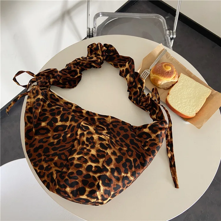 

Женские сумки-Хобо в стиле ретро, мессенджеры на шнурке с леопардовым принтом, вместительные дамские сумочки-тоуты для покупок