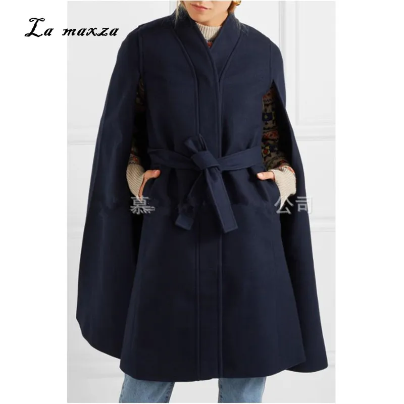 Женское зимнее пальто искусственная шерстяная синяя одежда в Корейском стиле