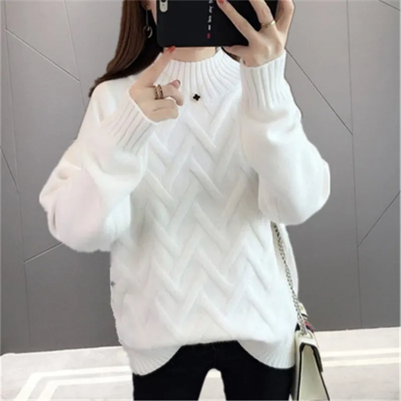 Новинка Осень-зима 2022 корейский свитер с воротником хомут Женский пуловер