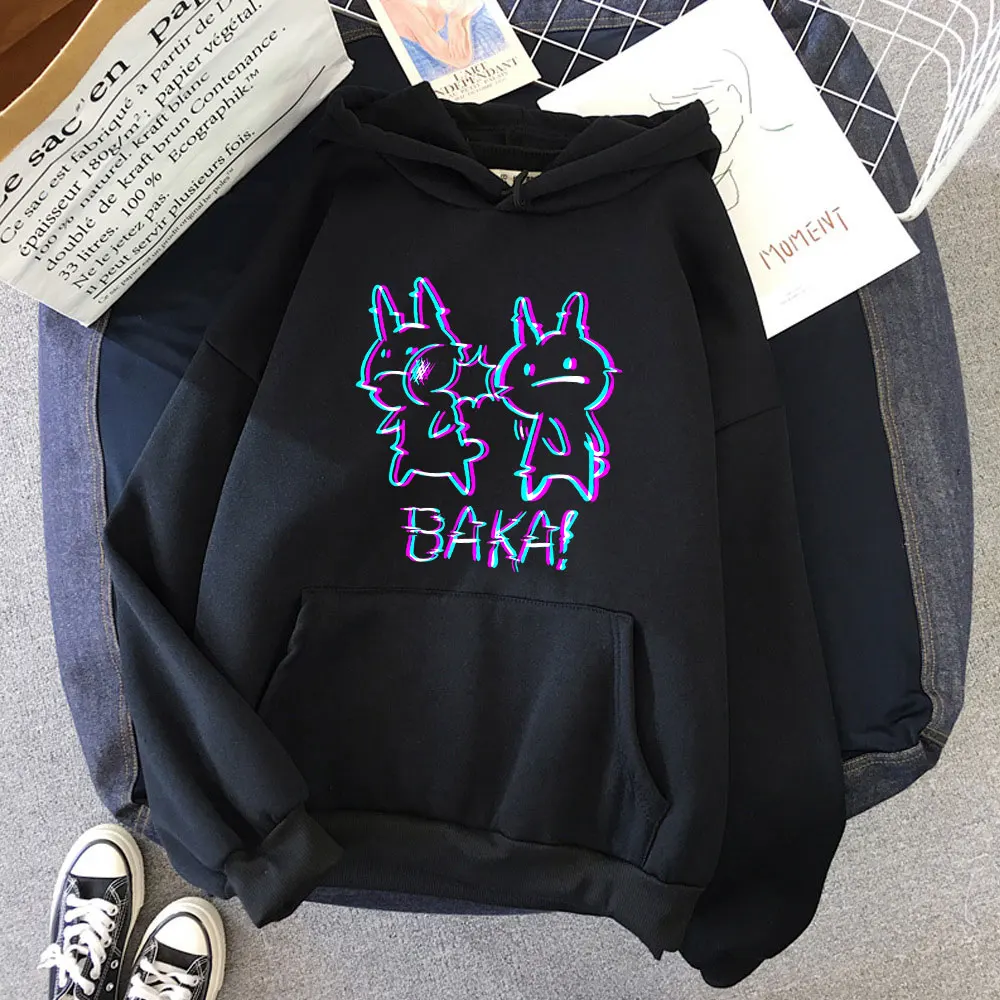 

2021 New Hodded Jacket Cute Rabbit Slap Female Clothing Baka Harajuku Pullover Pure Cotton Camisetas Long Sleeve Hoodie Japanese