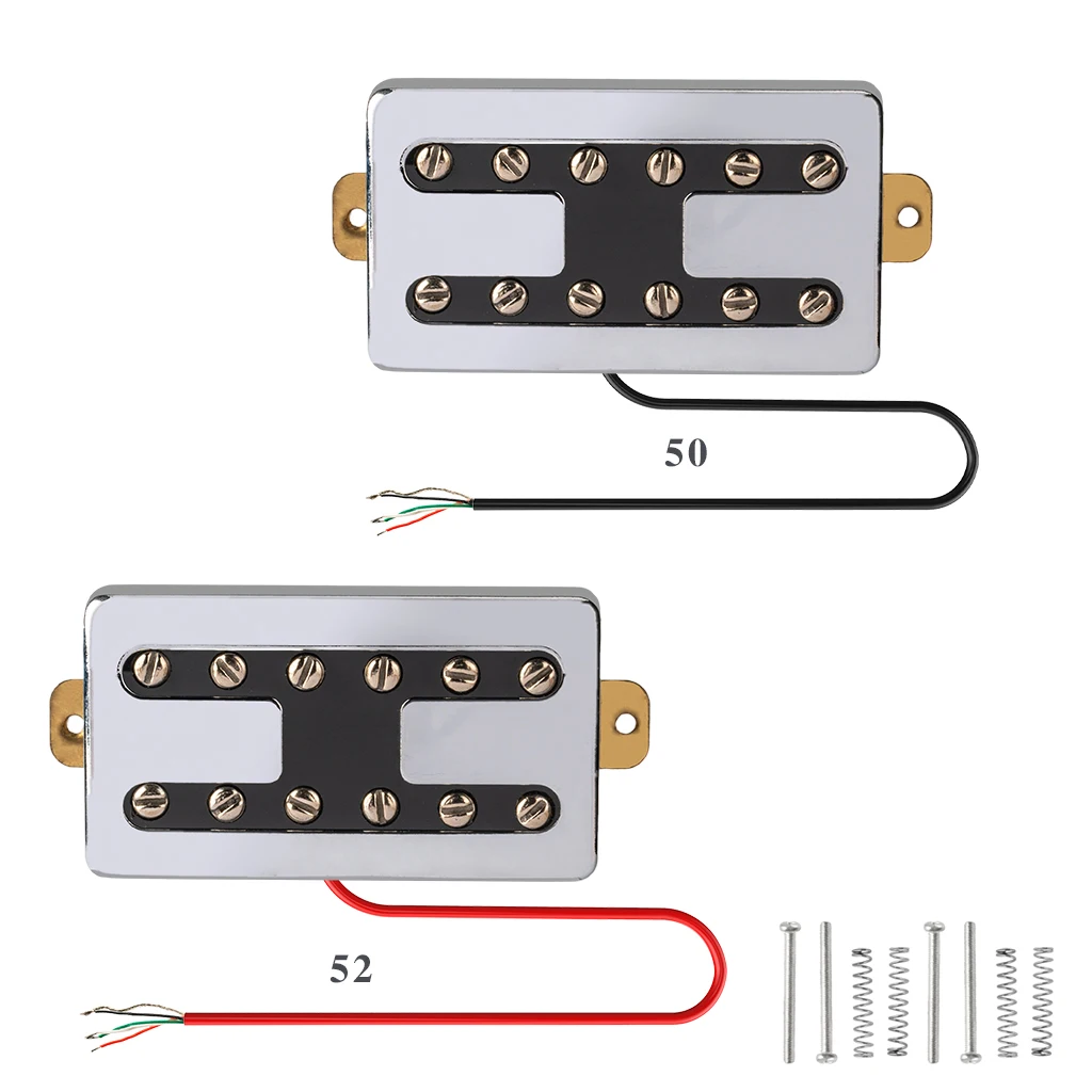 

NAOMI 2pcs Double Coil Humbucker Neck&Bridge Pickup Set 50/52mm Pole Spacing w/12pcs Adjustable Pole Pieces For LP Style Guitar