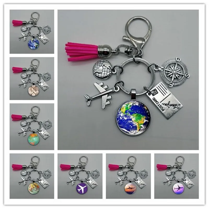 Брелок для ключей карта самолета мира открытие путешествий исследование