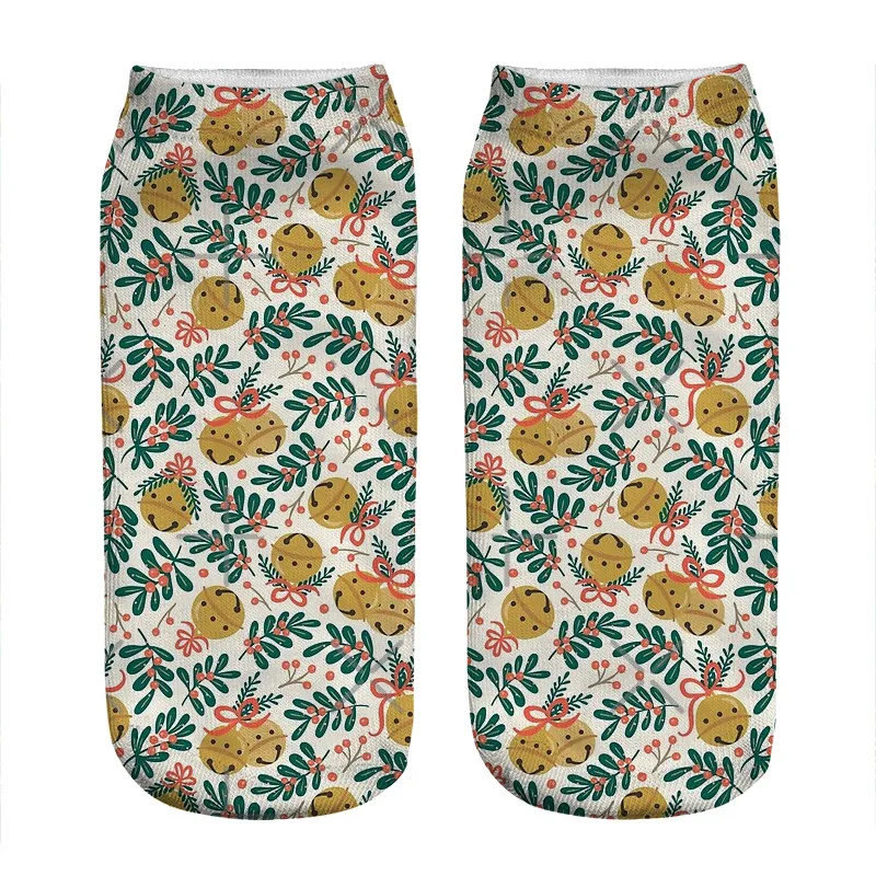 

Women's socks kawaii Retro Jingle Bells pattern Printed Socks Woman harajuku Happy Funny Novelty cute girl gift Socks for women