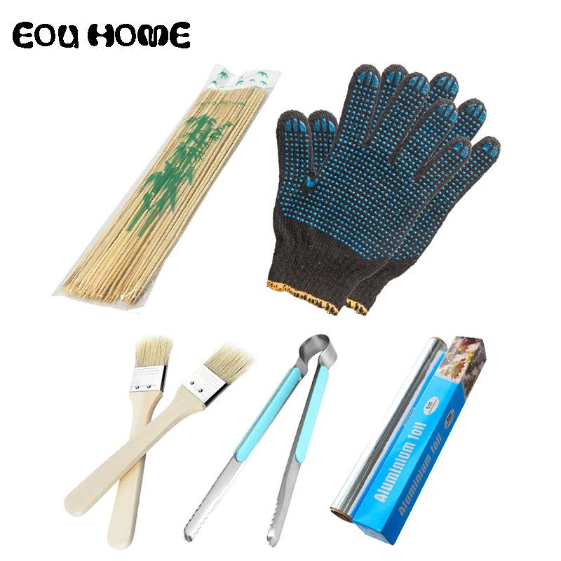 5Pce/комплекты Нержавеющая сталь деревянные шашлычные Инструменты для барбекю