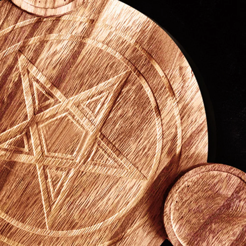 

Wooden Divination Wicca Ceremony Accessories Candle Stand Pentacle Candlestick Table Energy Ornaments Tarot Supplies