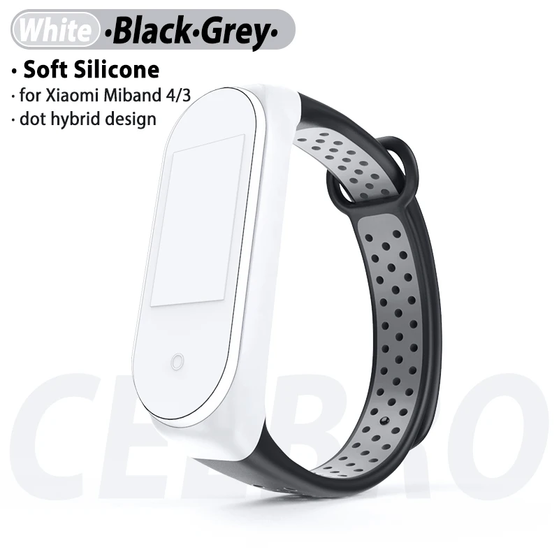 White Black Grey Ремешок на запястье для Xiaomi mi Band 4 браслет mi Band 4 3 ремешок умные аксессуары браслет Correa Pulseira My Band4 цветной - Цвет: White Black Grey