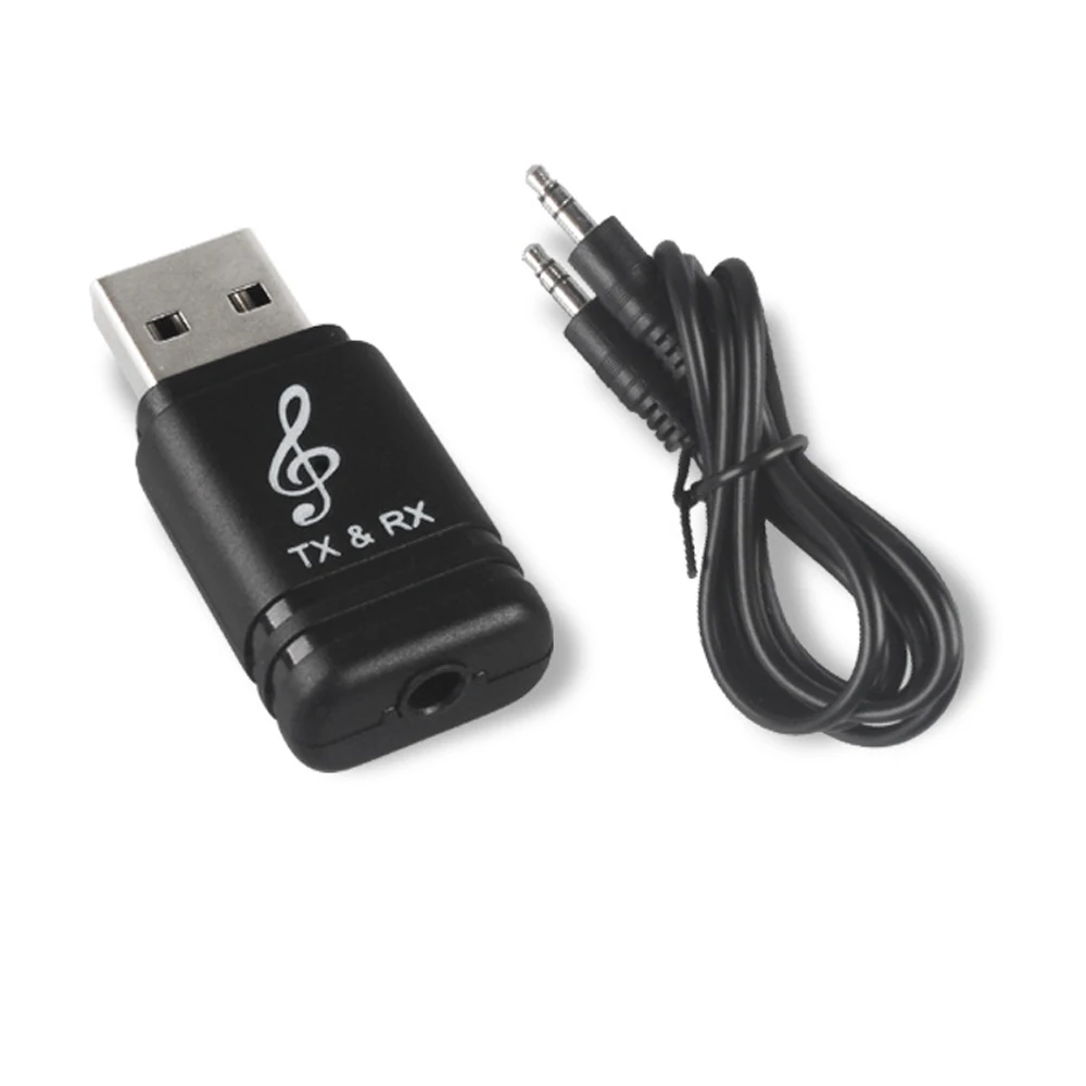 Черный Универсальный USB Bluetooth передатчик приемник 2 в 1 Bluetooth 5,0 ключ 3,5 мм AUX для ТВ ПК беспроводной аудио Bluetooth адаптер - Цвет: Черный