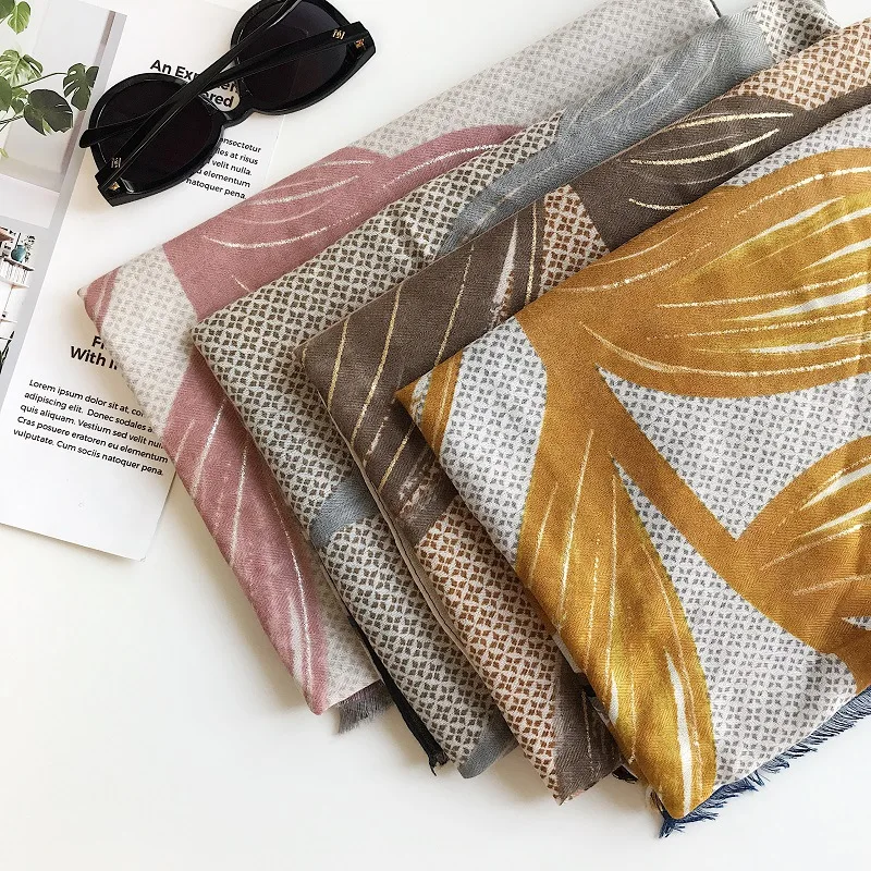 

silk scarf cotton scarf women's spring and autumn Korean version all kinds of floral and gold stamping summer long tourism shawl