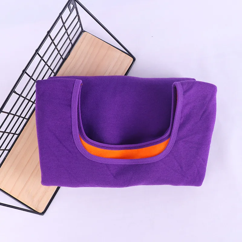 purple U-neck tops Осень Зима плюс бархатная футболка с длинным рукавом Женская Толстая теплая хлопковая Футболка женская Повседневная футболка Femme тонкие женские топы C5934 - Цвет: purple U-neck tops