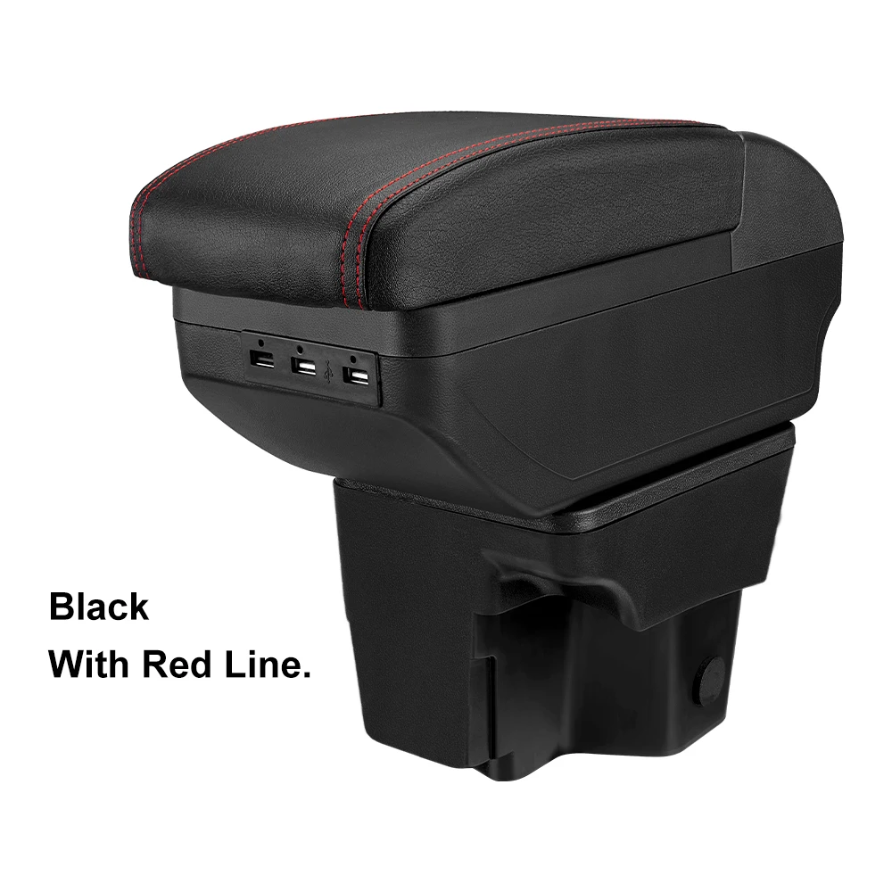 Dual-Layer Red Подлокотник коробка для Kia Rio 3 2011- из искусственной кожи центральный контейнер коробка для хранения подлокотник коробка с USB автомобиля аксессуары для укладки - Название цвета: Dual-Layer Red