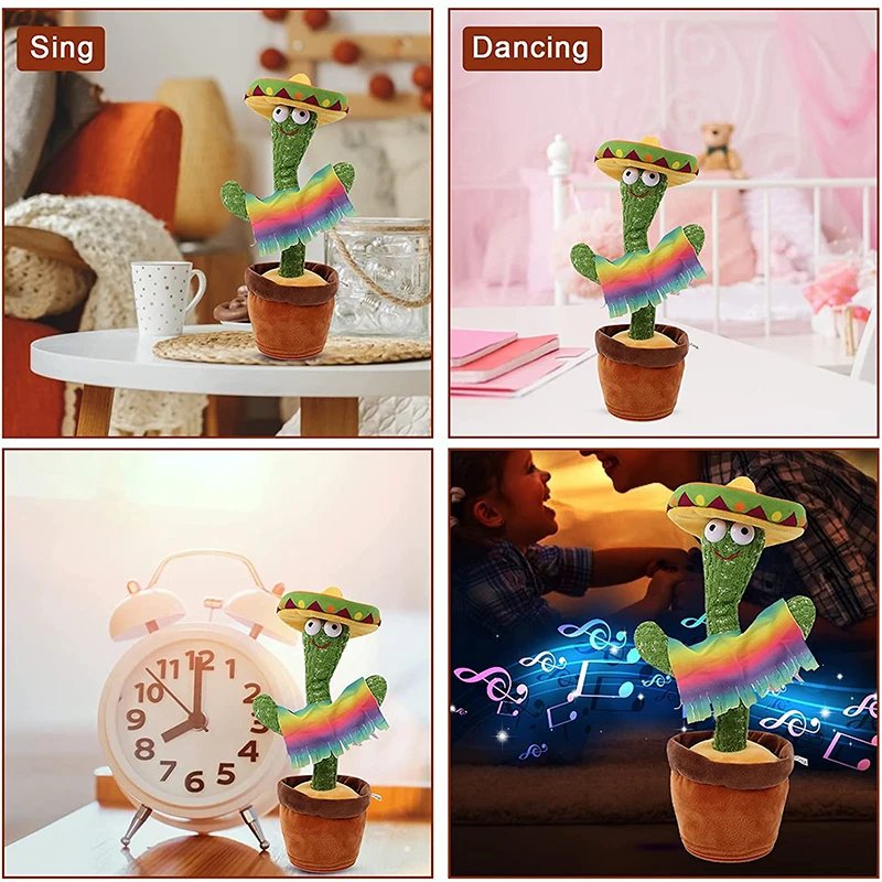 

Cute Dancing Cactus Toy with Song Light Electronic Shake Dance Plush Funny Music Toy Home Decoration for Kids Education Gift