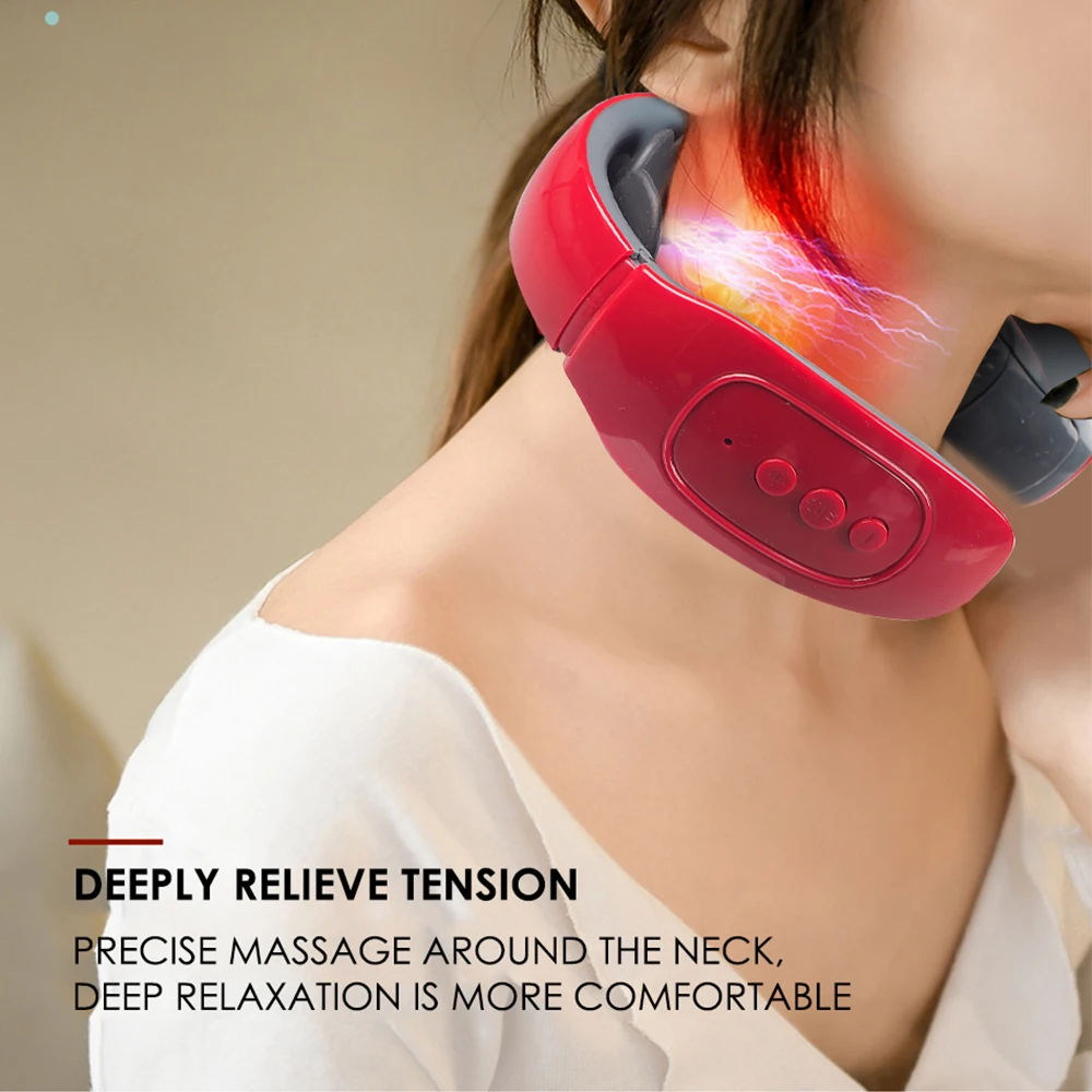 Electric Neck Massager Relief Pain EMS Massage Apparatus Cervical Vertebra Physiotherapy Muscle Stimulator Portable Massger | Красота и