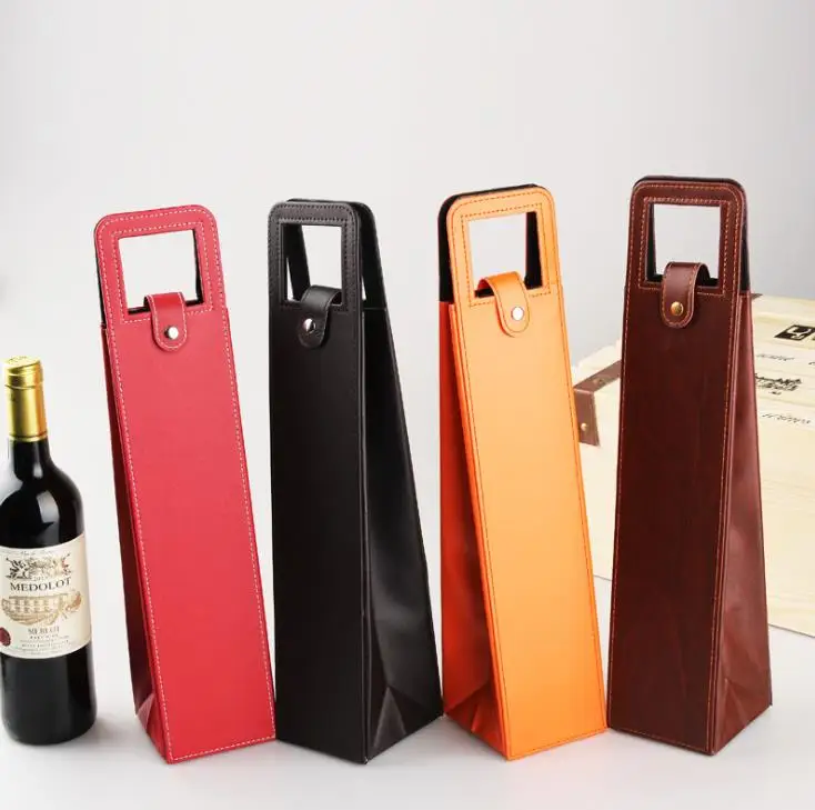 

20pcs PU Leather Wine Bags Red Wine Bottle Bags Packaging Case Gift Storage Boxes With Handle Portable Bar Accessories SN219