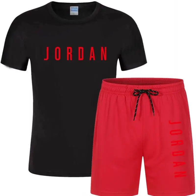 

new hot sale letter printed T-shirt sports suit couple quick-drying casual running wear summer short-sleeved shorts 2-piece set
