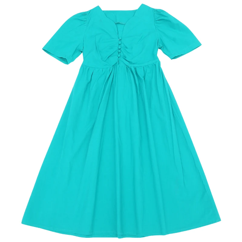 

Solid Korean Girls Princess Dresses 3-13 Years Old Children's Clothing Cotton Short Sleeve Cotton Kids Casual Clothes Two Colors