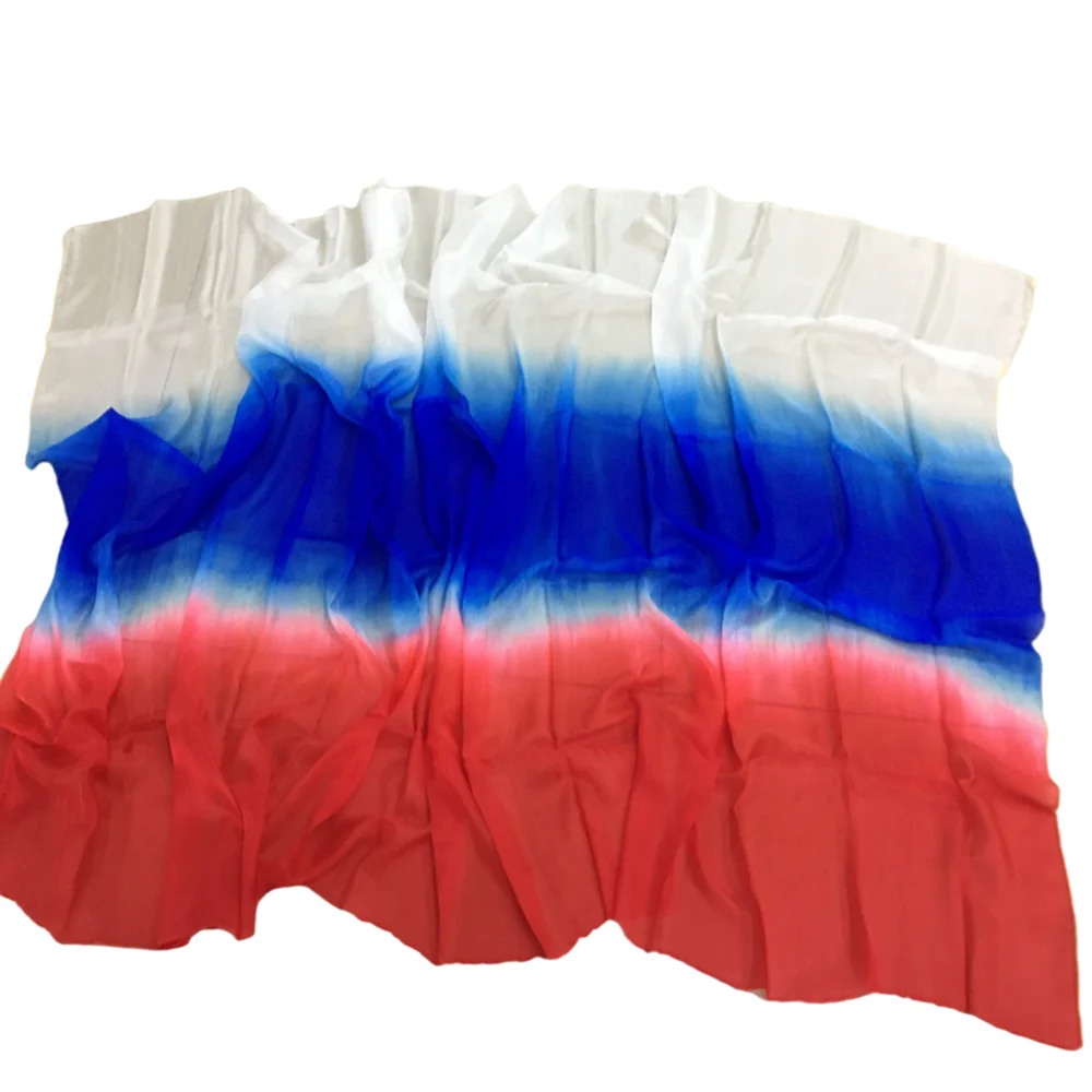 Профессиональная шелковая Фата для танца живота шарф-платок постепенного цвета