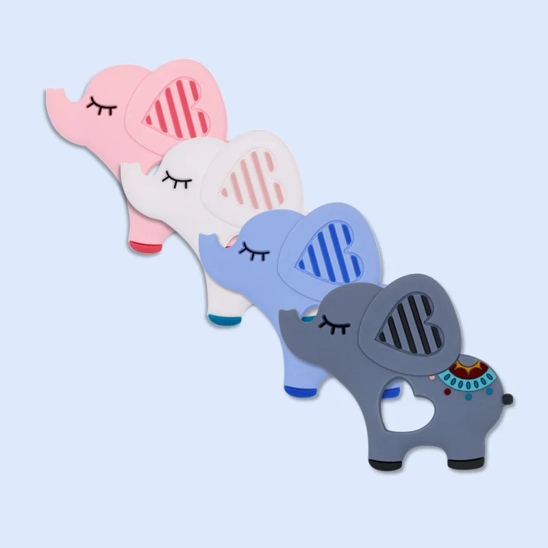 Kovict-mordedor de silicona de elefante para beb&eacute;, 1 unidad, sin BPA, colgantes de silicona de grado alimenticio, accesorios de cadena para chupete, juguetes molares para beb&eacute;-1