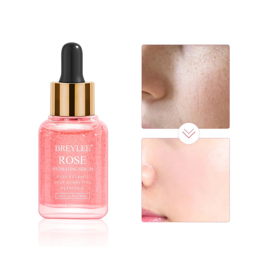 

BREYLEE 40ML Rose Hyarating Serum Whitening Soothing Dryness Roughness Fade Fine Lines Smooths Skin Remove Exfoliation Skin Care