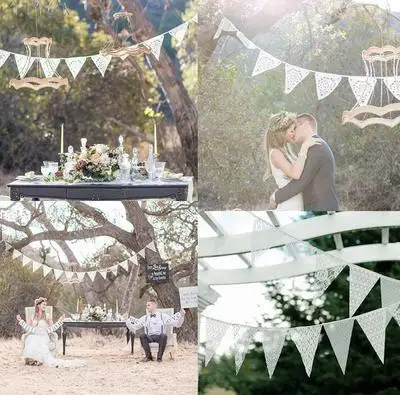 Баннер флаг гирлянда 12 флаги 3 2 м Белое кружево хлопчатобумажная ткань овсянка