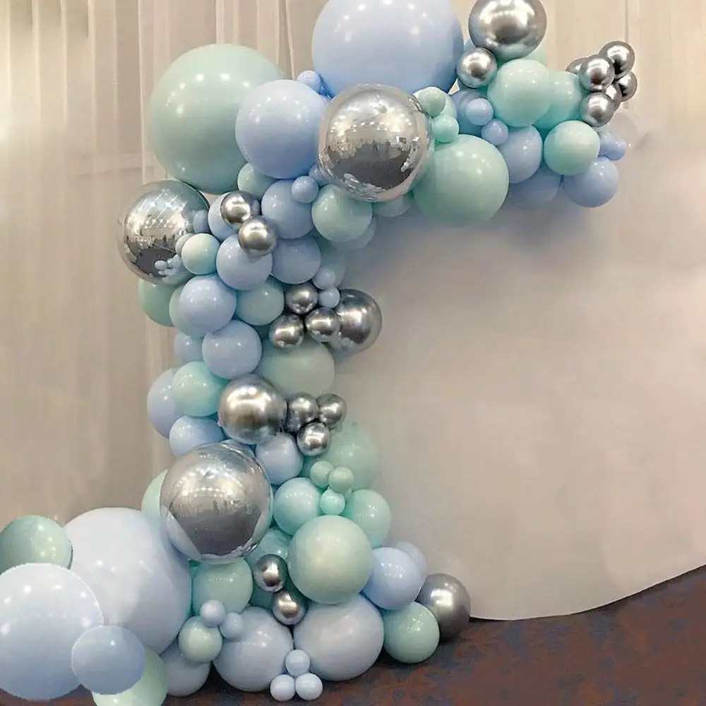 103 шт. DIY пастельный Макарон синий мятный шар гирлянда Серебристые Globos арочный