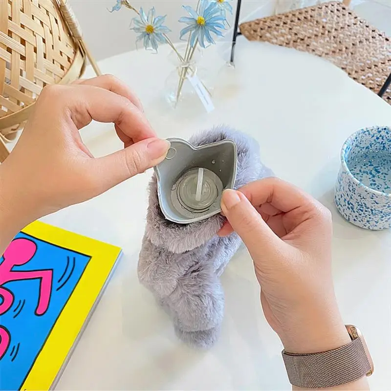 Зимняя бутылка для горячей воды мультяшный кролик сумка с вязаным мягким удобным