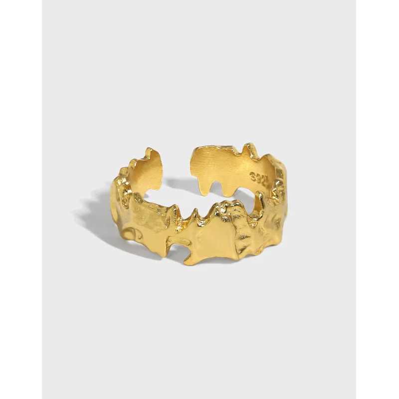 

1 шт. 7,5 мм Аутентичные S925 стерлингового серебра ювелирные изделия золото/белый Нерегулярные ремешок с текстурой кольцо регулировки TLJ1641