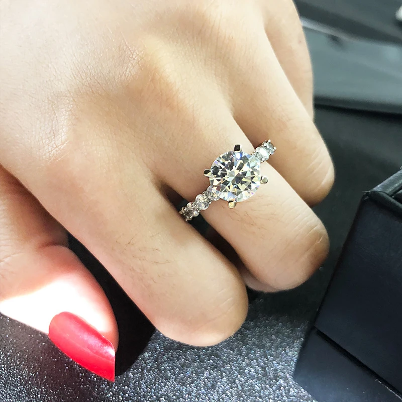 

Knobspin 100% 925 Sterling Silver Full Engagement Rings For Women Sparkling High carbon Diamond Anniversary Gift Fine Jewelry