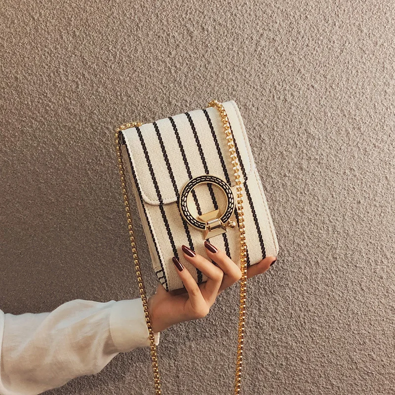 Новинка 2020 Корейская версия маленькая модная холщовая женская сумка в полоску