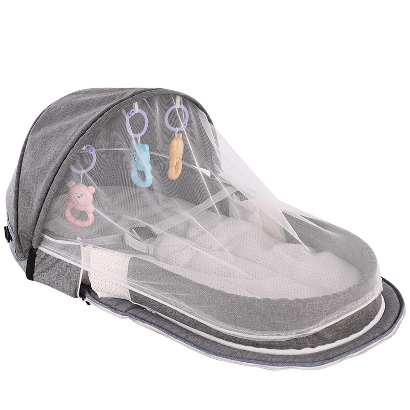 Портативная детская кроватка дорожная сетка от солнца с Bassinet складная дышащая
