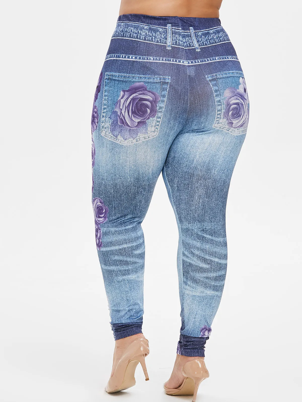 Женские обтягивающие леггинсы с высокой талией и цветочным принтом ROSEGAL эластичные сексуальные осень