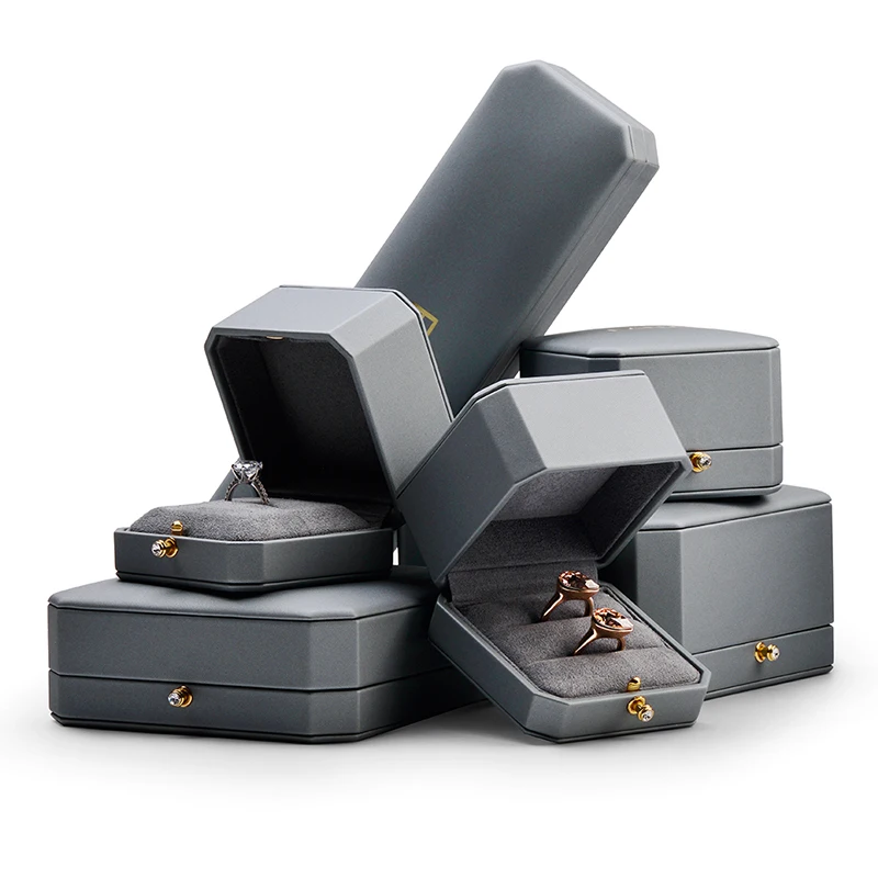 Oirlv Double Ring Premium Leather Box for Wedding Ceremony Engagement Ring Bearer Couple Ring Holder Jewelry Gift Box Organizer