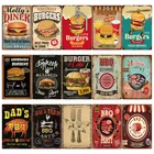 Металлический Настенный знак в стиле ретро для барбекю, жестяной налет, бургеры и Кокс, винтажный потертый шикарный кофе, кухни, столовой