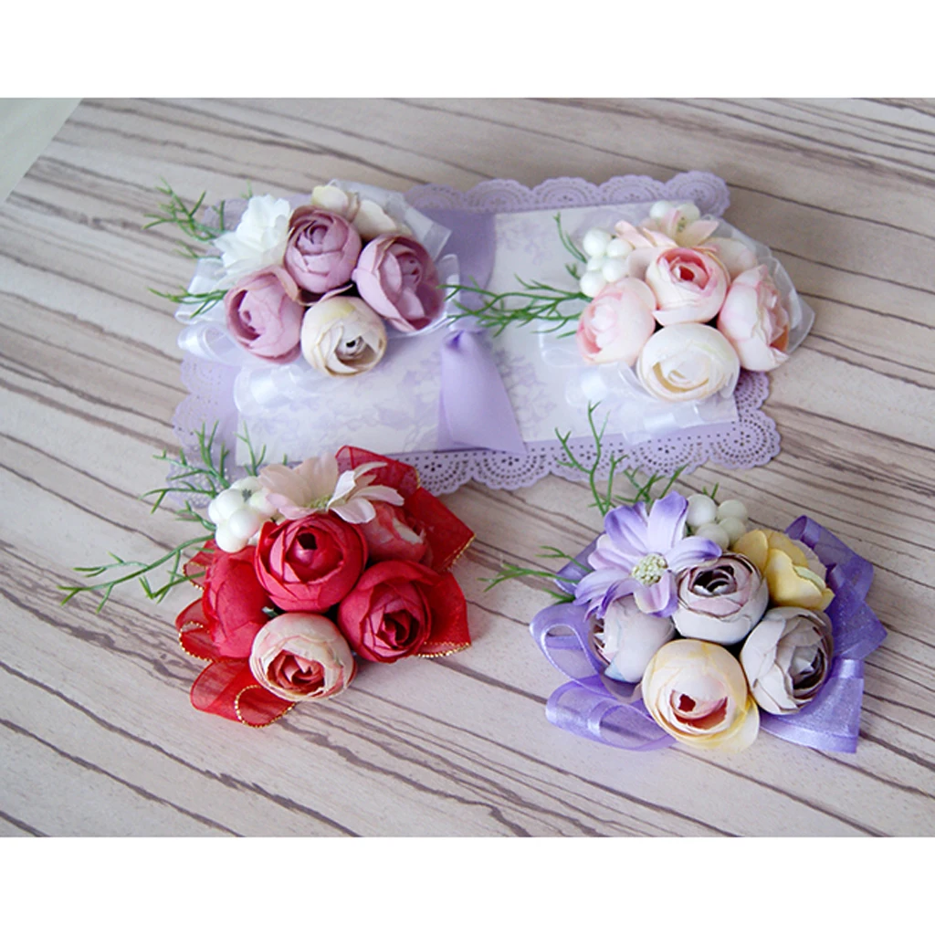 

MagiDeal High Quality 1Pc Bridesmaid Sisters Corsage Bracelet Hand Flowers for Bride Sisters Wedding Birthday Party Supplies
