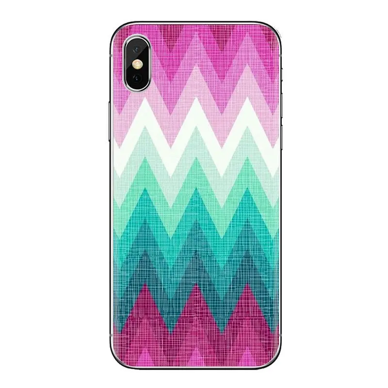 Gray And Mint Green Chevron Transparent Soft Cases Covers For iPod Touch Apple iPhone 4 4S 5 5S SE 5C 6 6S 7 8 X XR XS Plus MAX |