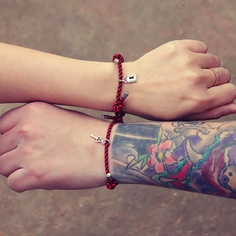 Магнитные Парные браслеты с замком для ключей влюбленных регулируемые дружбы