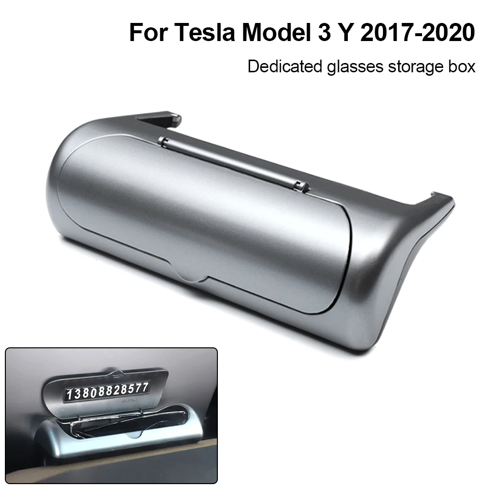 

Dedicated Glasses Storage Box for Tesla Model 3 Y 2017-2021Dashboard Sunglasses Storage Box with Parking Number Car Accessories