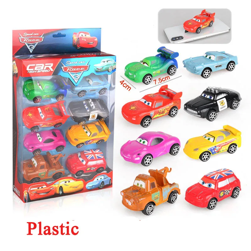Plastic 8pcs Box Дисней Pixar тачки 3 фигурка игрушка Джексон шторм Круз матер металлические фигурки из сплава металла Модель автомобиля игрушки Детские Мальчики Рождественский подарок на день рождения - Цвет: Plastic 8pcs Box