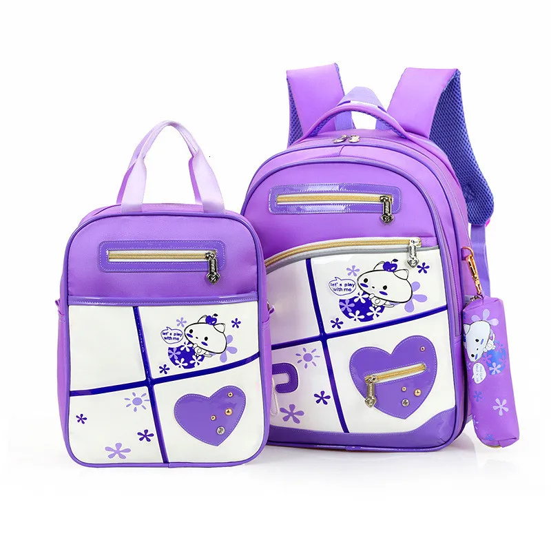 school princess 3pcs/Set bags girls backpack fashion Children Cartoon school bag waterproof backpack travel bag mochila infantil