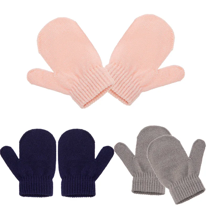 

Winter Gloves Kids Knitting Wool Baby Gloves Winter Thick Warm Mittens Children Kid Full Finger Gloves for 1-4Y Kids Gloves