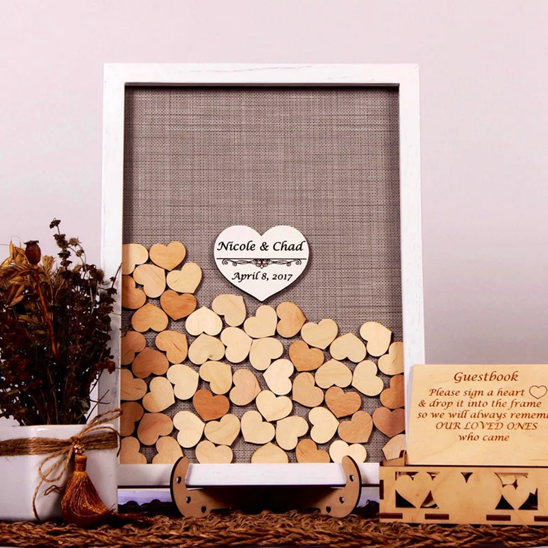 Персонализированная деревянная Гостевая книга идеи теневая коробка