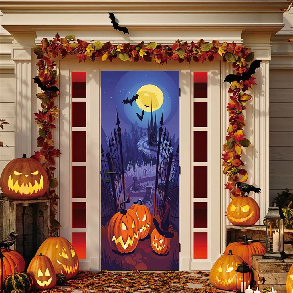 Украшение на Хэллоуин дверные наклейки ужасные стену окно дома забавные с